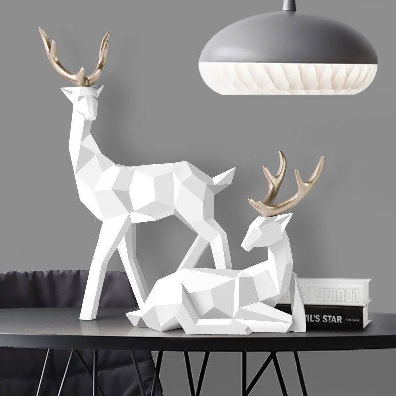 Sculpture de cerfs en résine, statue de cerf, décoration pour la maison, figurines de cerf, décoration moderne, ornement de table