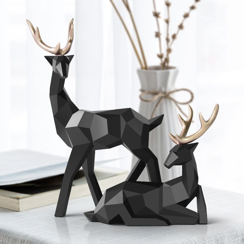 Sculpture de cerfs en résine, statue de cerf, décoration pour la maison, figurines de cerf, décoration moderne, ornement de table