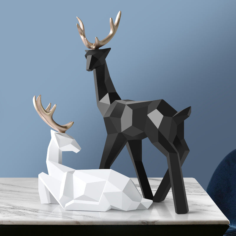 Sculpture de cerfs en résine, statue de cerf, décoration pour la maison, figurines de cerf, décoration moderne, ornement de table