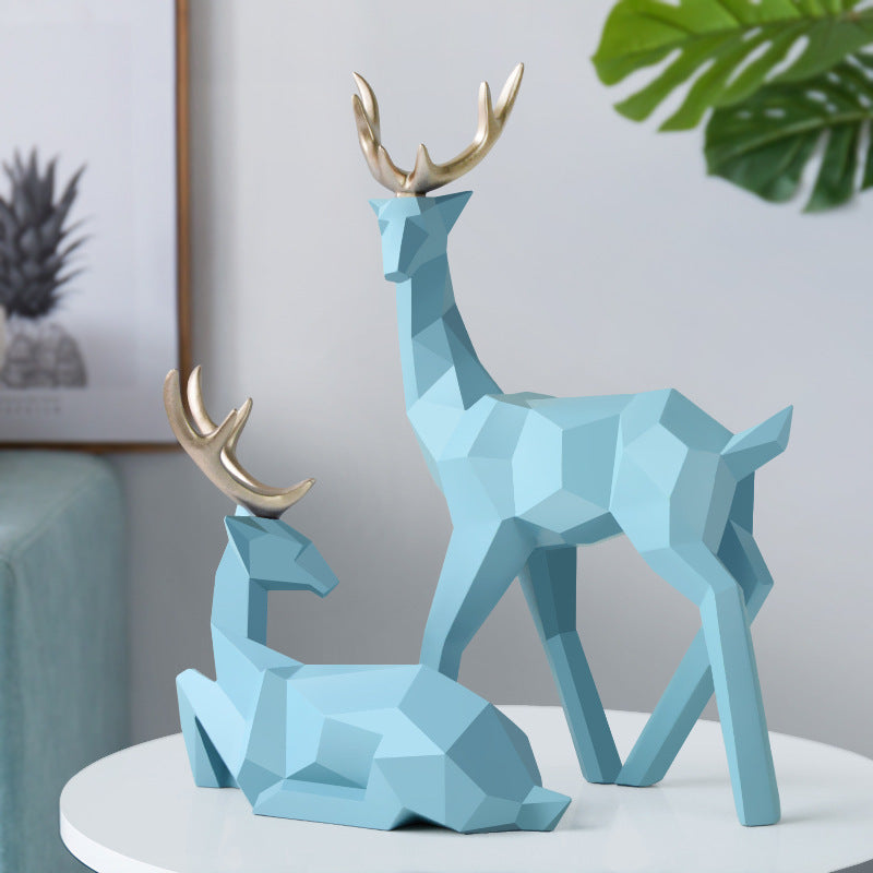 Sculpture de cerfs en résine, statue de cerf, décoration pour la maison, figurines de cerf, décoration moderne, ornement de table
