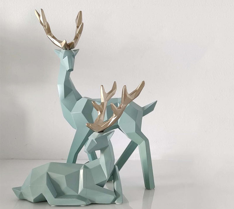 Sculpture de cerfs en résine, statue de cerf, décoration pour la maison, figurines de cerf, décoration moderne, ornement de table