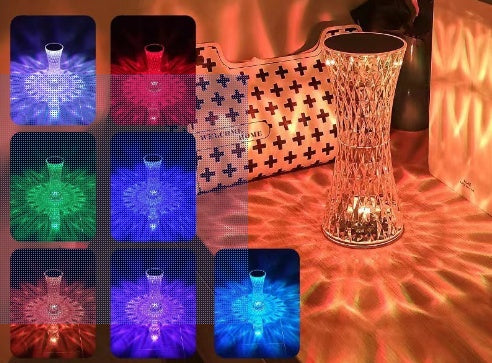 Lampe de table créative en cristal et diamant rechargeable en acrylique pour chambre à coucher