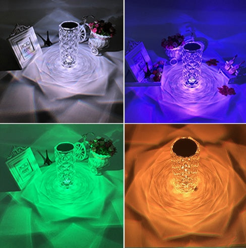 Lampe de table créative en cristal et diamant rechargeable en acrylique pour chambre à coucher