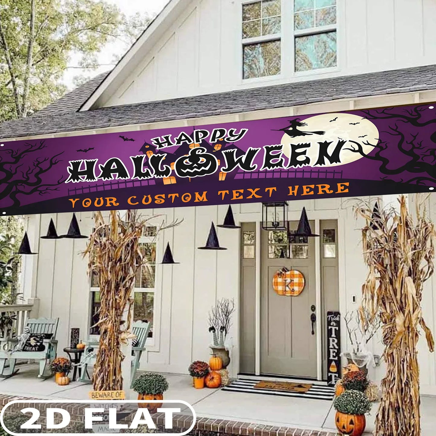 1pc Personalized Purple Happy Halloween Banner, Custom with Any Text, Ideal for Indoor/Outdoor Garden, Fence, Yard Decorations