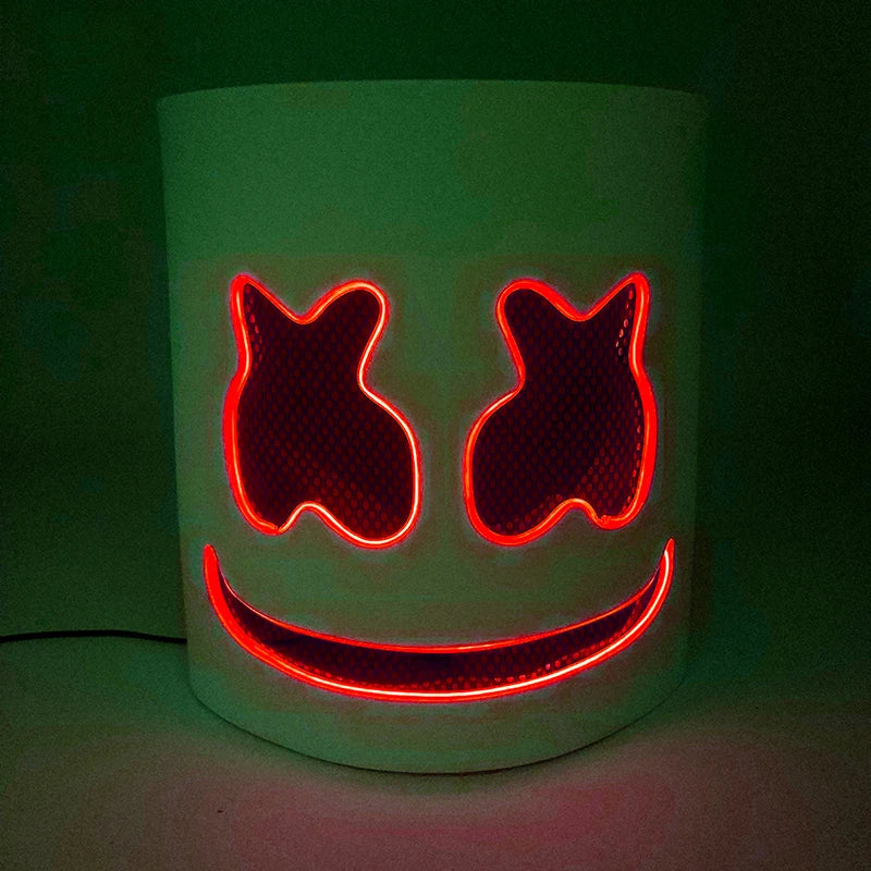 DJ Marshmello Light LED Mask Colorful Neon LED Gloves Halloween Carnival Glow Party Masquerade DIY Glowing Mask Cosplay Décor