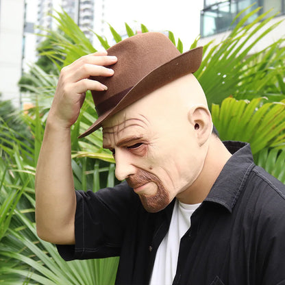 Hot Bald Old Man Headgear Realistic Grandpa Mask Latex Head Cover For Halloween Party Cosplay Props Mask Masquerade Party Décor
