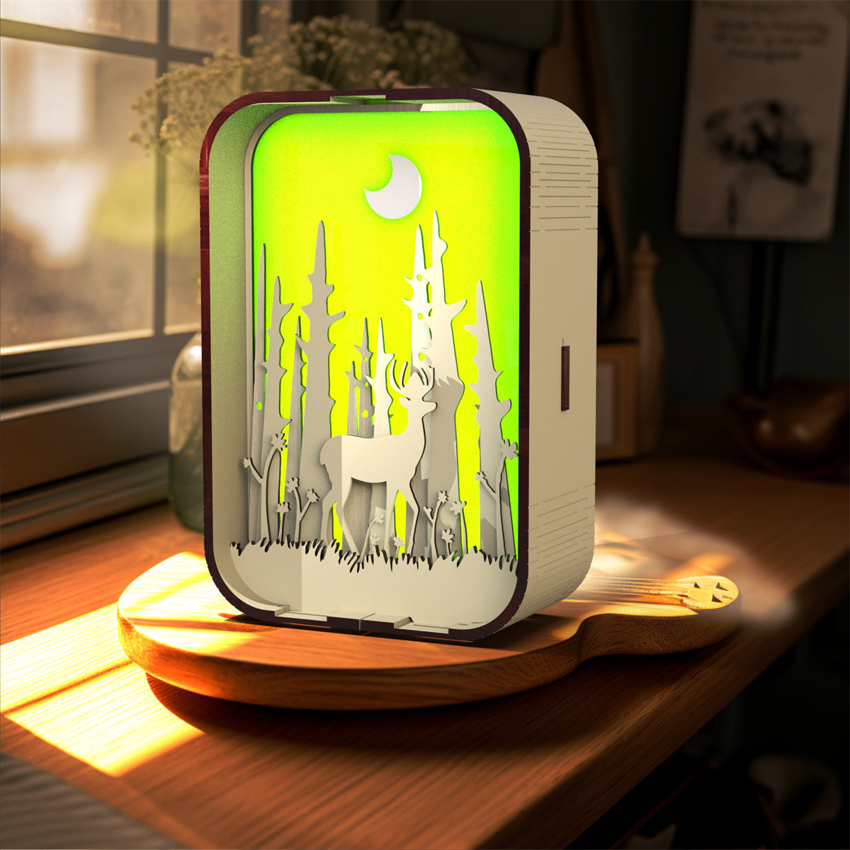 Lampe de chevet en bois sculpté, cadeau créatif, minimaliste, décoration de bureau, cadeau d'anniversaire