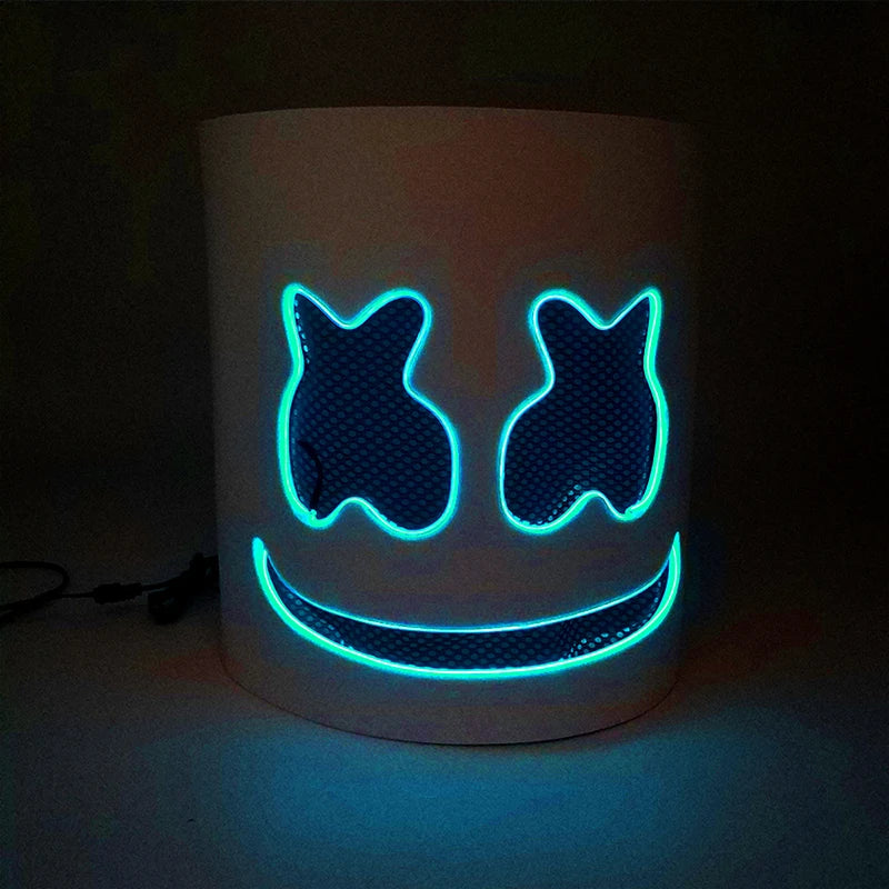 DJ Marshmello Light LED Mask Colorful Neon LED Gloves Halloween Carnival Glow Party Masquerade DIY Glowing Mask Cosplay Décor