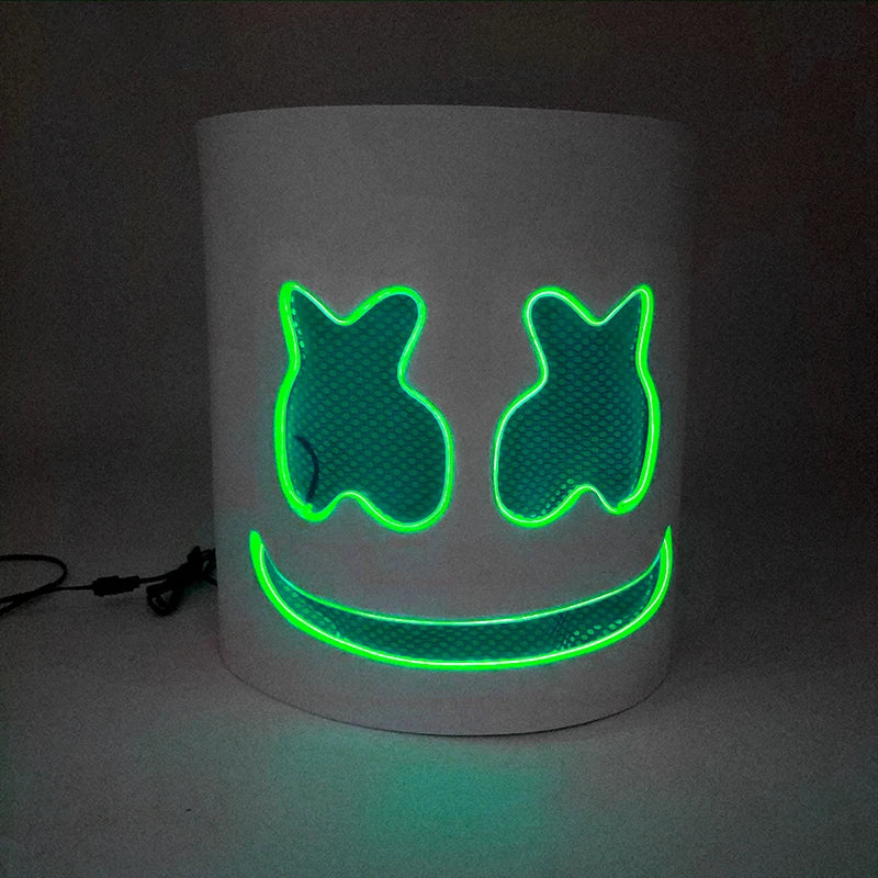 DJ Marshmello Light LED Mask Colorful Neon LED Gloves Halloween Carnival Glow Party Masquerade DIY Glowing Mask Cosplay Décor