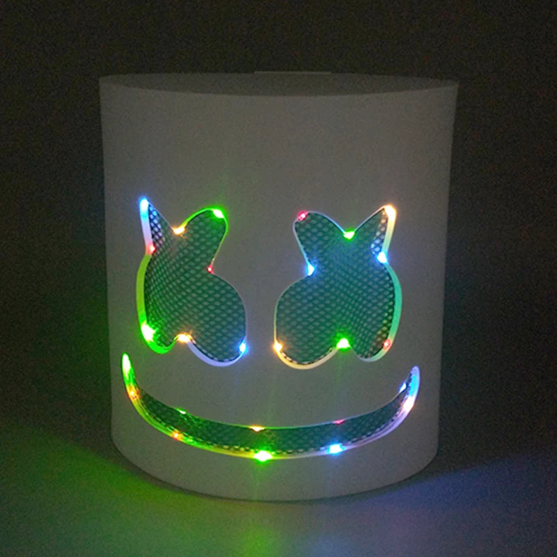 DJ Marshmello Light LED Mask Colorful Neon LED Gloves Halloween Carnival Glow Party Masquerade DIY Glowing Mask Cosplay Décor