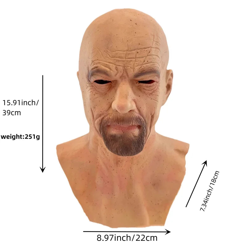 Hot Bald Old Man Headgear Realistic Grandpa Mask Latex Head Cover For Halloween Party Cosplay Props Mask Masquerade Party Décor