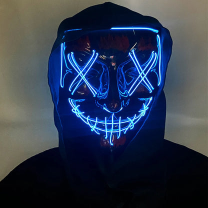 Wireless Halloween Scary Party Purge Mask with Neon Light Luminous LED Rave Mask Cosplay Accessories Festival Horror Car Décor