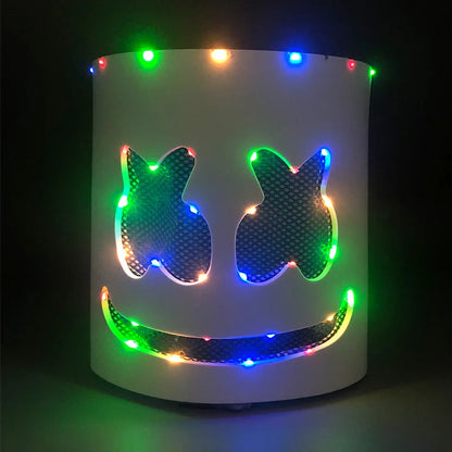 DJ Marshmello Light LED Mask Colorful Neon LED Gloves Halloween Carnival Glow Party Masquerade DIY Glowing Mask Cosplay Décor