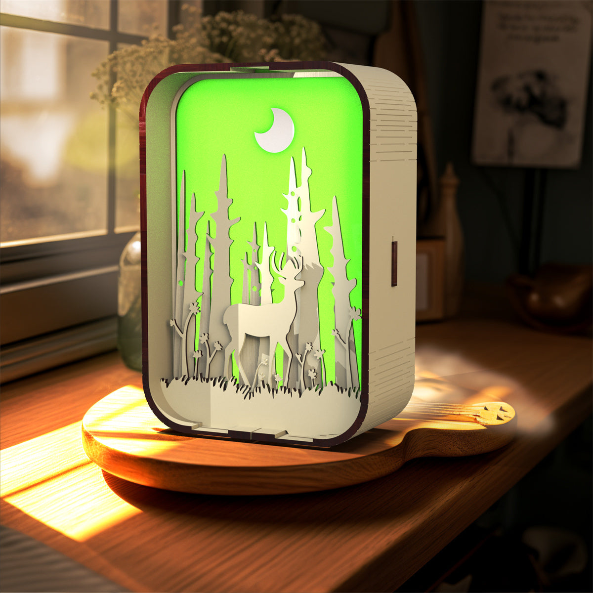 Lampe de chevet en bois sculpté, cadeau créatif, minimaliste, décoration de bureau, cadeau d'anniversaire