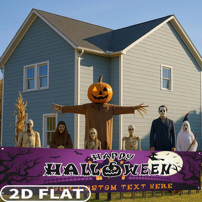 1pc Personalized Purple Happy Halloween Banner, Custom with Any Text, Ideal for Indoor/Outdoor Garden, Fence, Yard Decorations