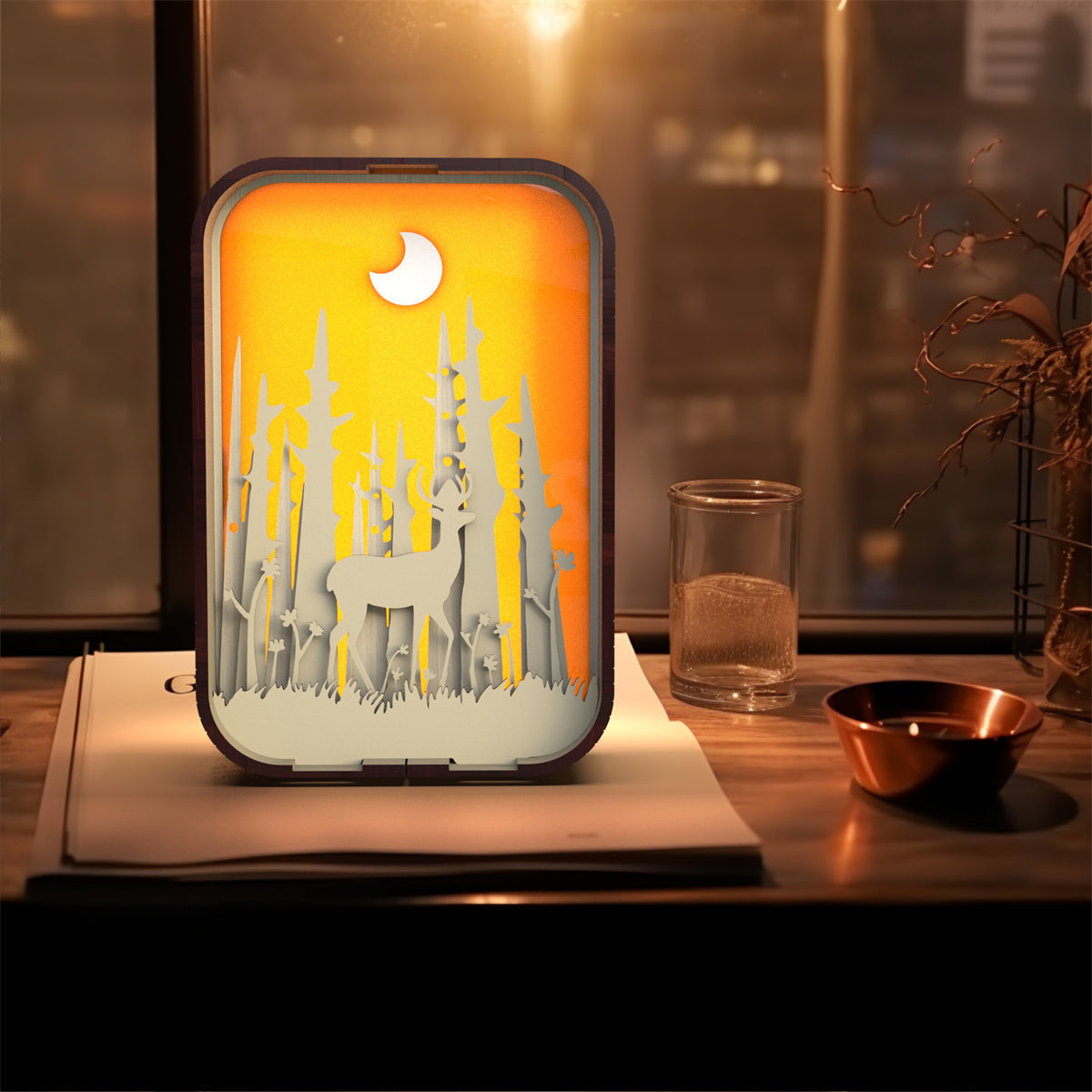 Lampe de chevet en bois sculpté, cadeau créatif, minimaliste, décoration de bureau, cadeau d'anniversaire
