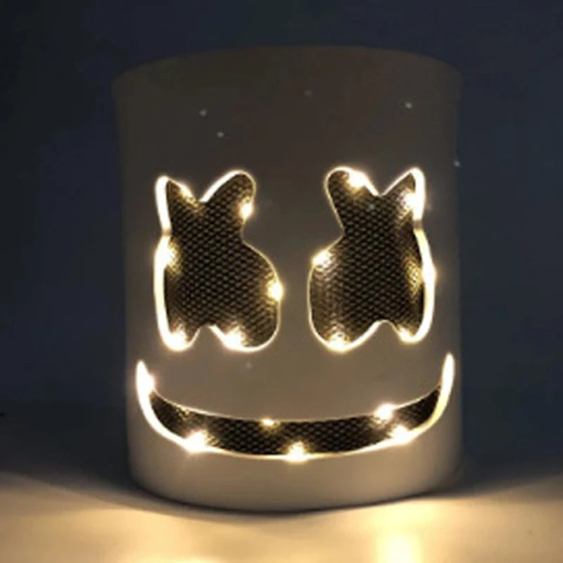DJ Marshmello Light LED Mask Colorful Neon LED Gloves Halloween Carnival Glow Party Masquerade DIY Glowing Mask Cosplay Décor