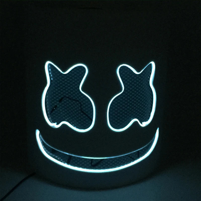 DJ Marshmello Light LED Mask Colorful Neon LED Gloves Halloween Carnival Glow Party Masquerade DIY Glowing Mask Cosplay Décor