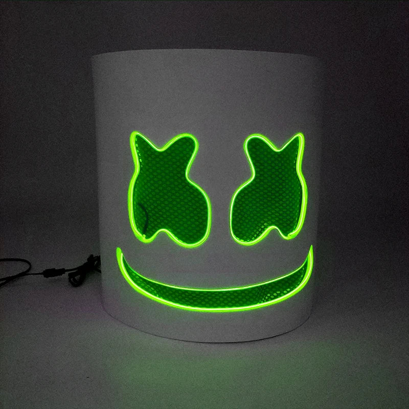 DJ Marshmello Light LED Mask Colorful Neon LED Gloves Halloween Carnival Glow Party Masquerade DIY Glowing Mask Cosplay Décor